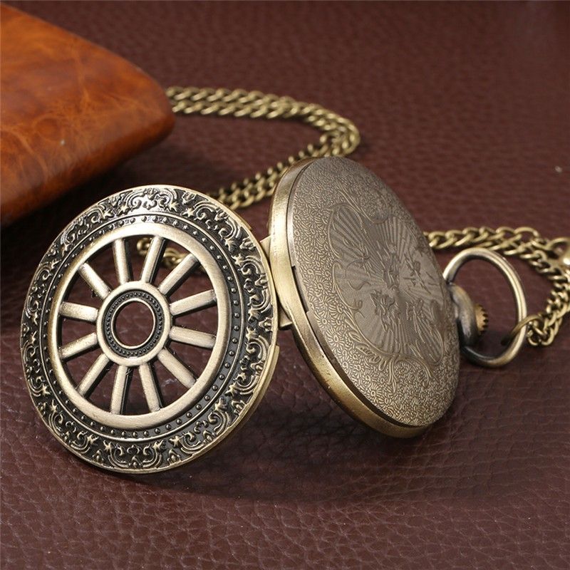Retro bronze pocket watch vintage the great gatsby embossed locket