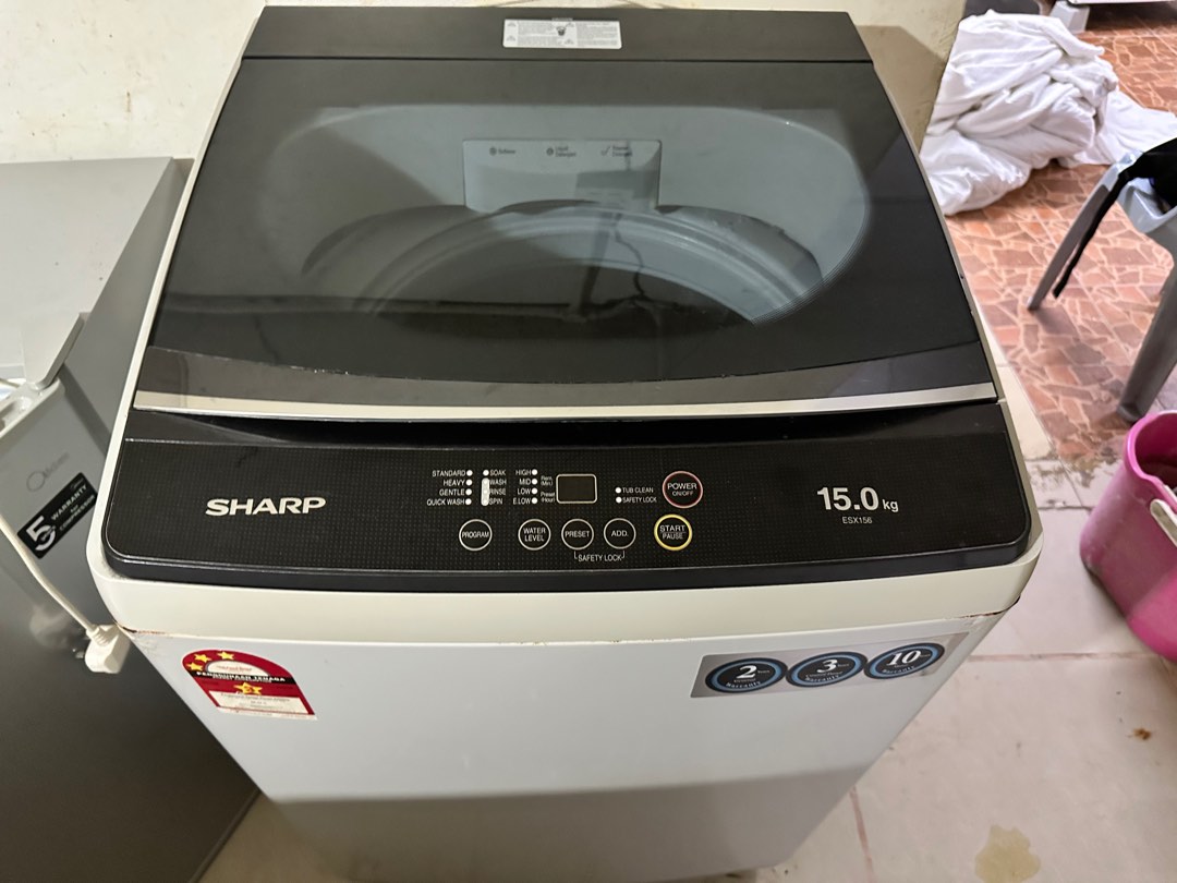 SHARP washing machine 15kg newly serviced, TV & Home Appliances