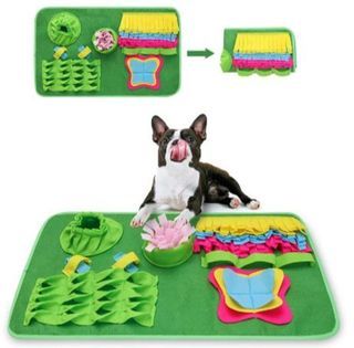  Snuffle Mat for Dogs, 17'' x 21'' Dog Sniffing Mat Feed Game  for Boredom Encourages Natural Foraging Skills, Dog Stimulation Puzzle  Toys, Perfect to Stress Relief for Small/Medium/Large Dogs,Green : Pet