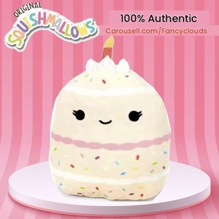 Squishmallow 8” Rainbow Sprinkles Birthday Cake 🍰 8 inch happy bday present gift muffin cupcake plush soft toy squishy kellytoy plushie💥100% AUTHENTIC