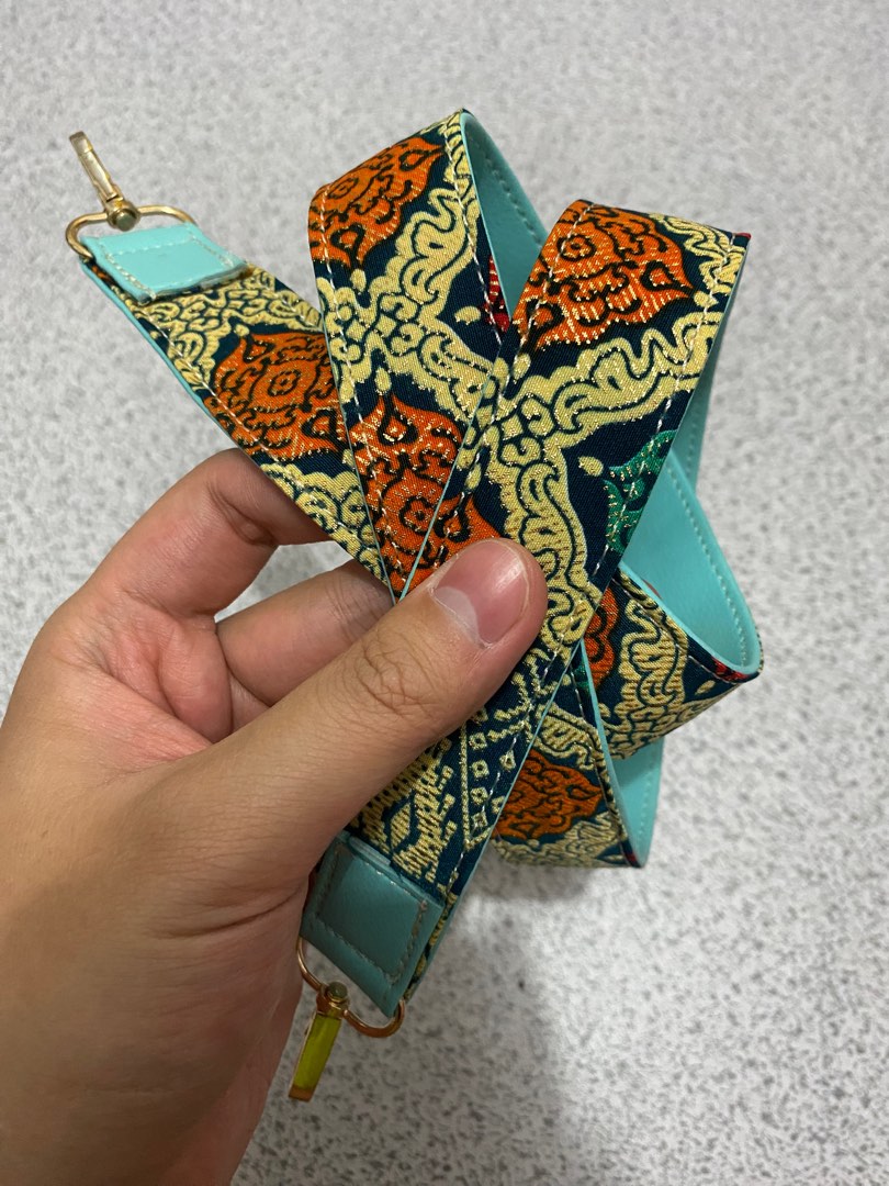 Strap Tas Warna Biru kombinasi Batik, Fesyen Wanita, Aksesoris di Carousell