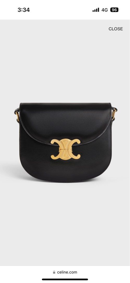 TEEN CHAIN BESACE TRIOMPHE 15.5CM BLACK CALFSKIN