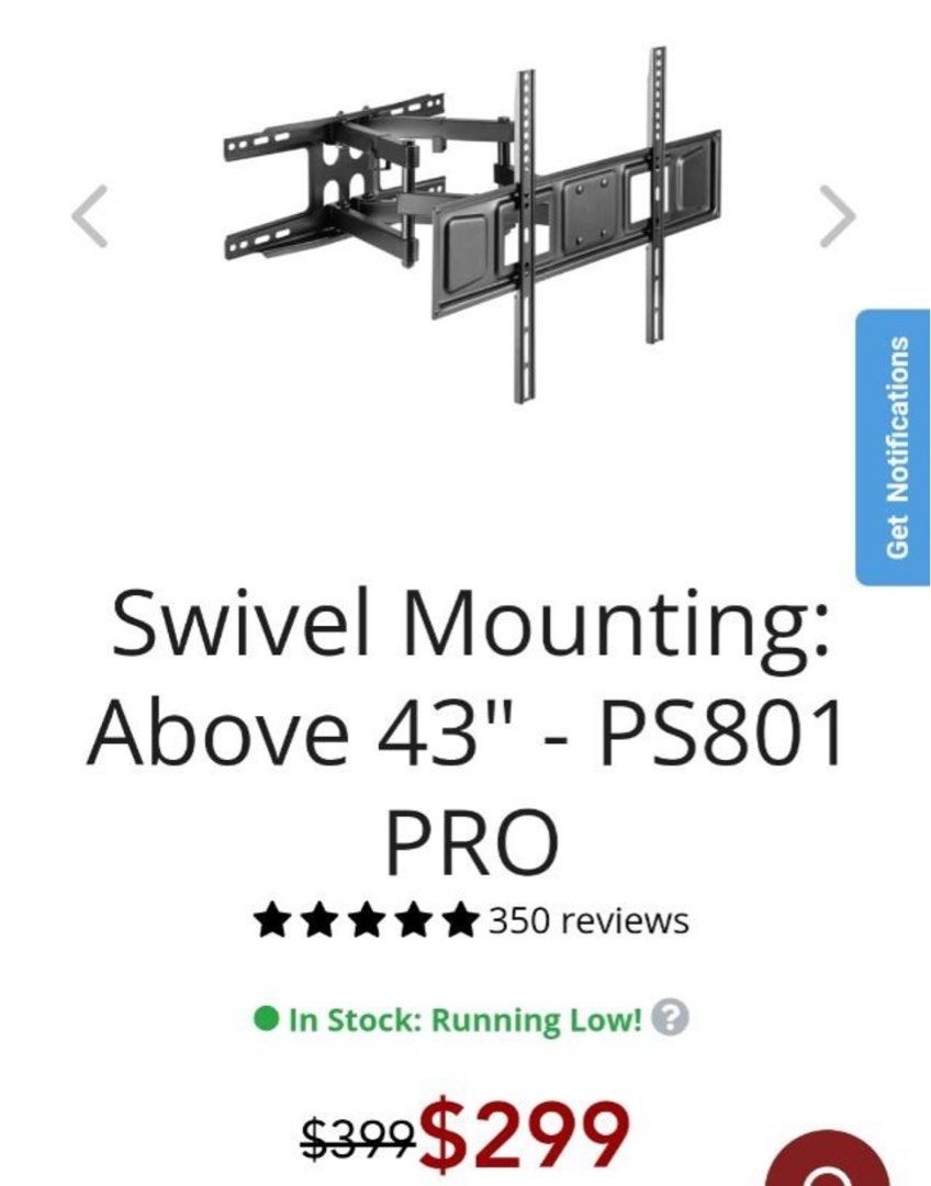 TV Wall Mount Prism PS801, TV & Home Appliances, TV & Entertainment, TV