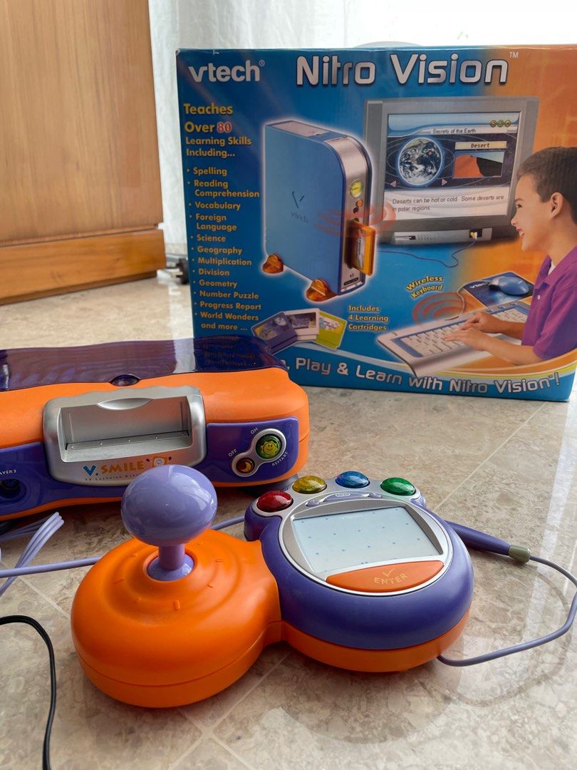 FREE!! Two educational videogame console VTech bundle: Nitro Vision + V  Smile Educational learning play 4x VSmile games included (Sesame Street,  Mickey Mouse, Winnie the Pooh, Barney) with microphone, joystick, and  stylus