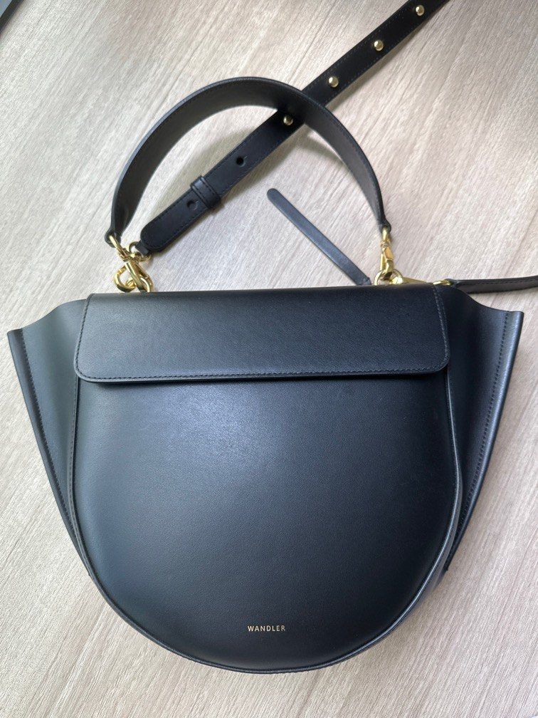 Wandler Hortensia Trapeze Leather Bag in black