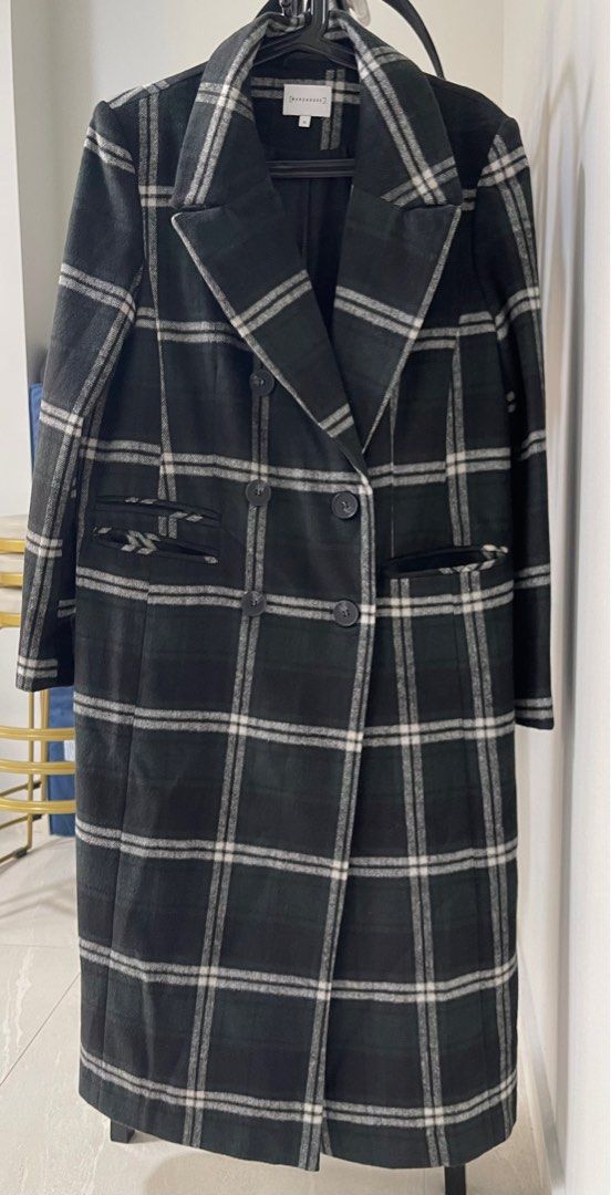 Warehouse full length hotsell check coat