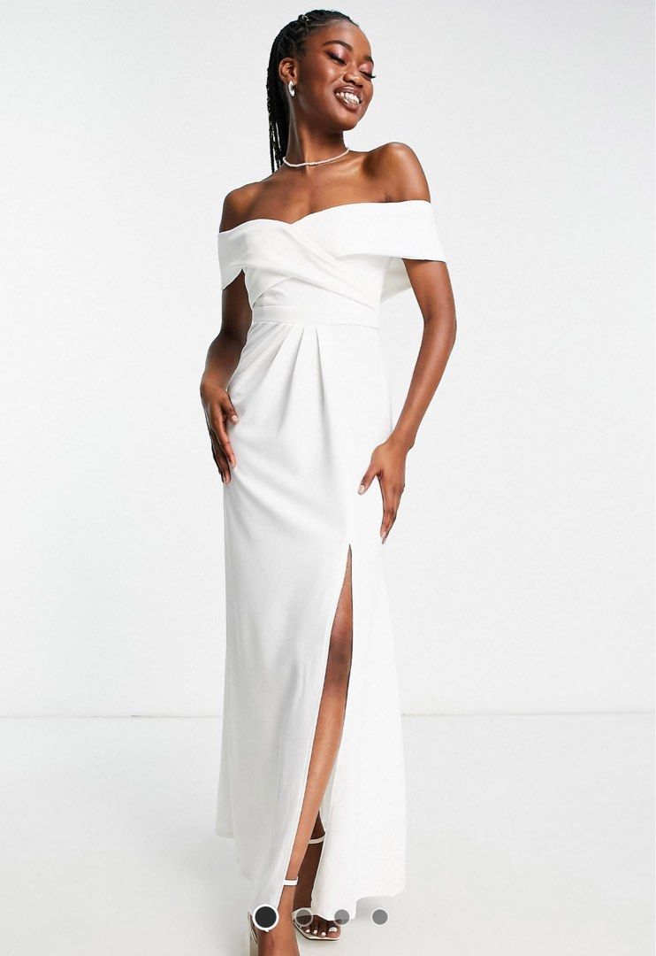 Wrap Maxi Prom Wedding White Dress Women s Fashion Dresses