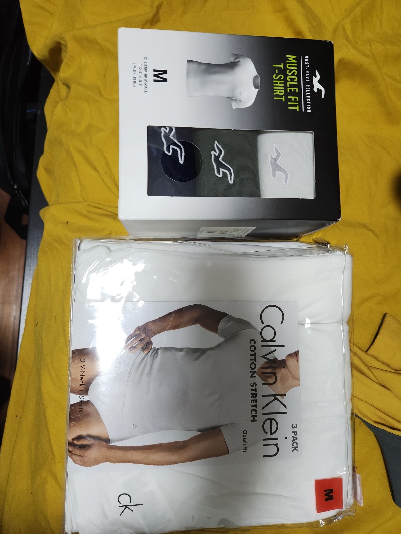 3x Hollister Muscle Fit and 4 Calvin Klein white cotton Strech, Men's ...