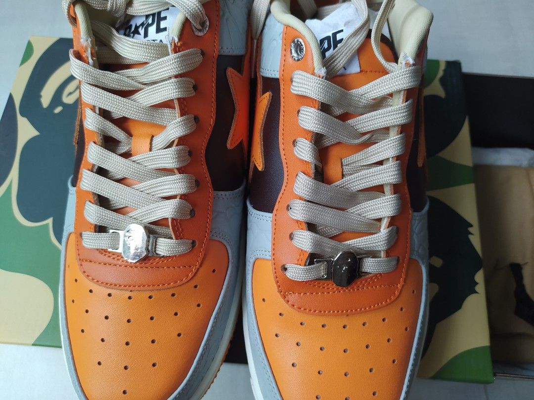 A Bathing Ape Bape Sta Orange/Grey Size Us11 Uk 10, Men'S Fashion,  Footwear, Sneakers On Carousell