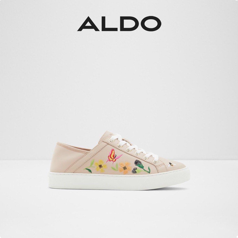 Aldo Pink Sneakers Bumblebee Round Toe Floral Embroidered