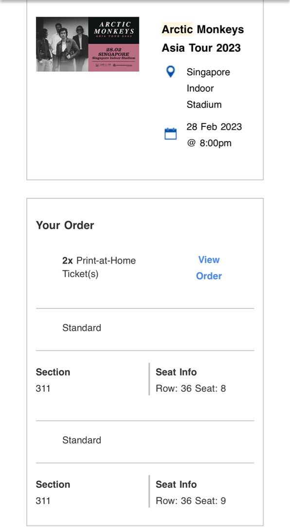 Arctic Monkeys Concert Tickets Singapore 2023, Tickets & Vouchers