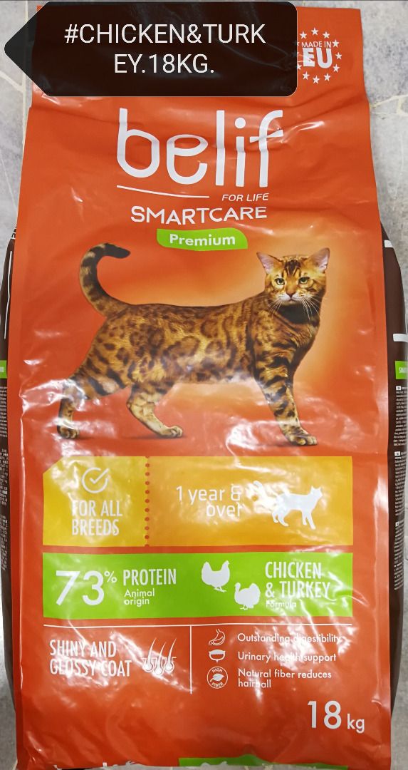 Belif SmartCare Chicken and Turkey Premium Cat Food Makanan Kucing 18kg