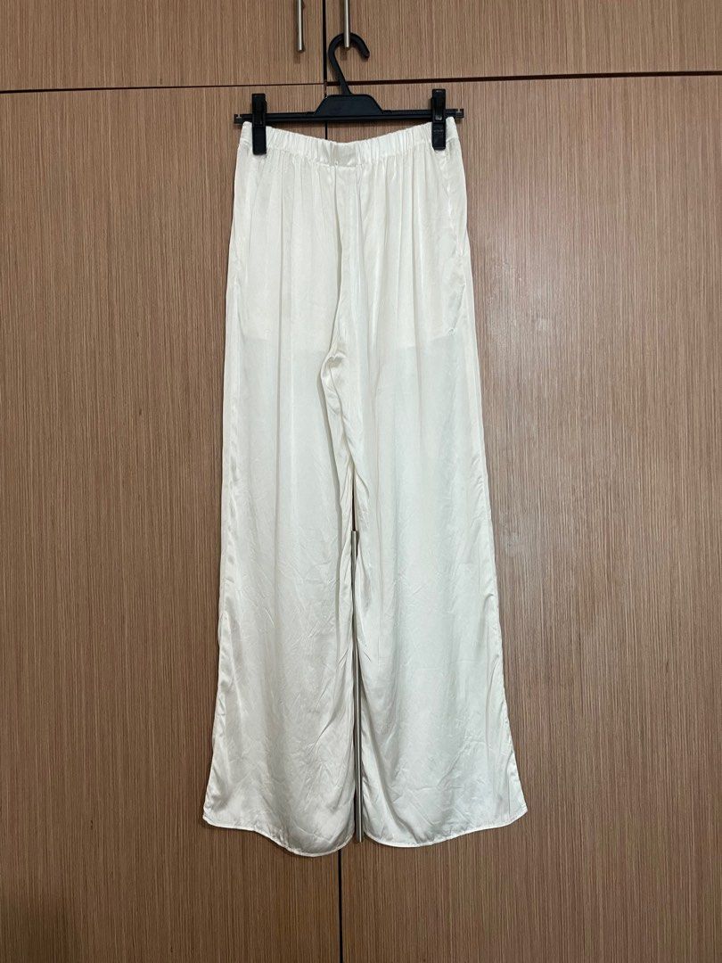 Japan brand - yo BIOTOP Lingerie silk straight pants white 日本