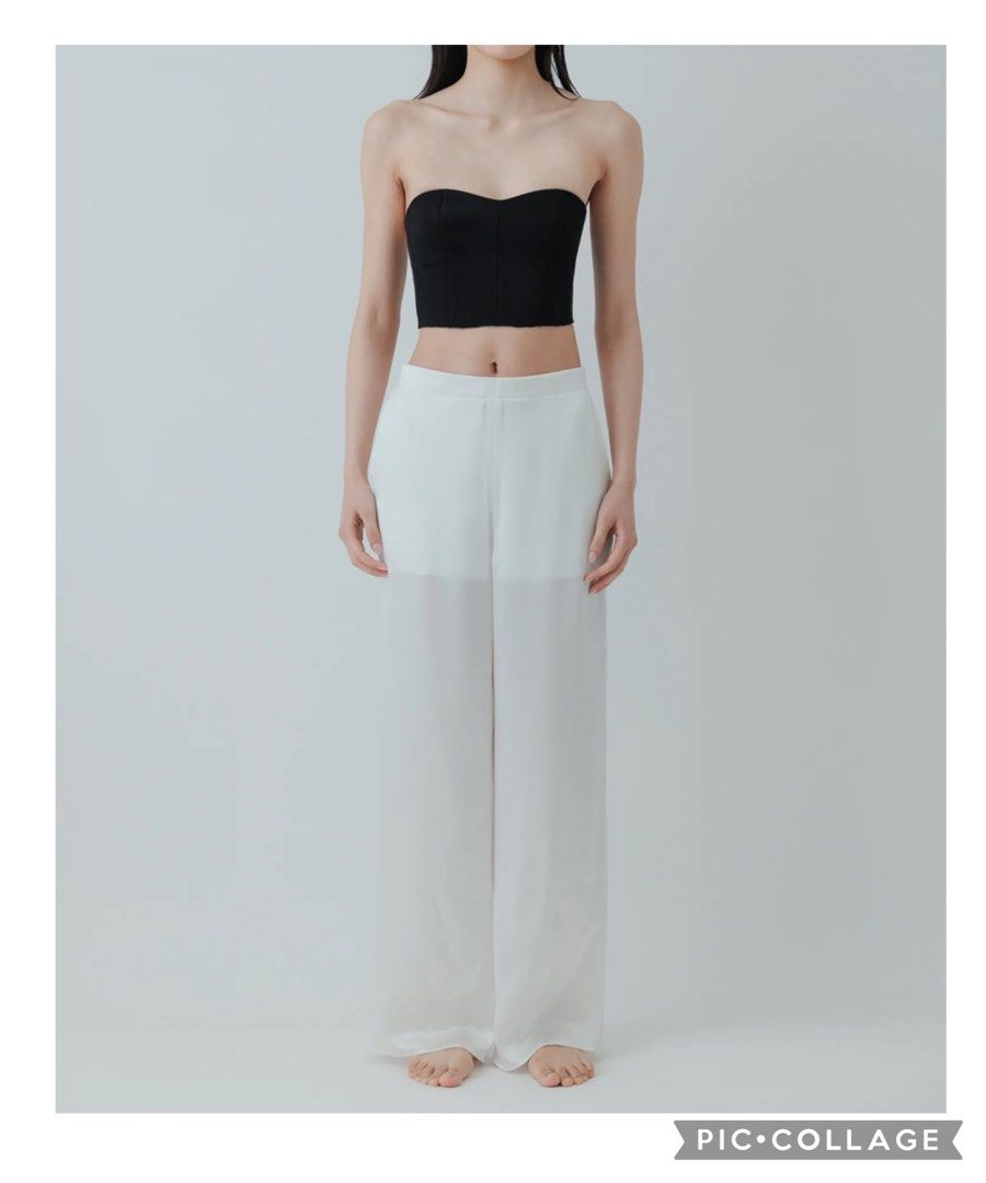 Japan brand - yo BIOTOP Lingerie silk straight pants white 日本