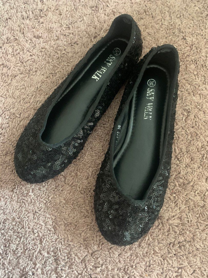 Sequin sale flat shoes