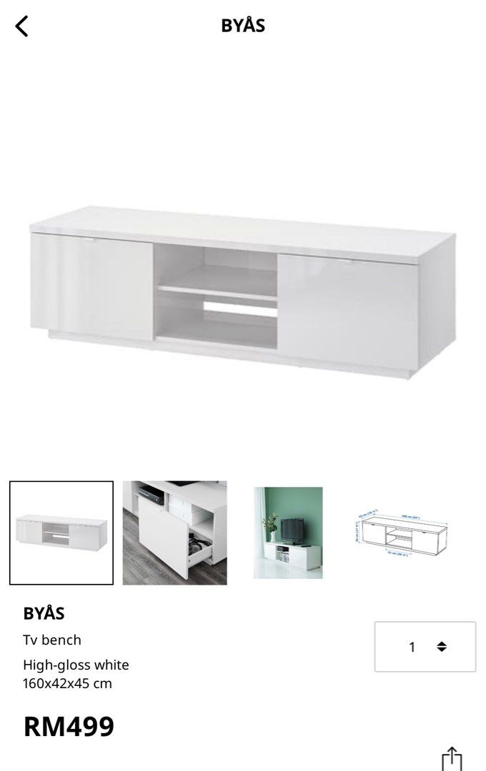 Byas Ikea TV Bench, Furniture & Home Living, Furniture, TV Consoles on