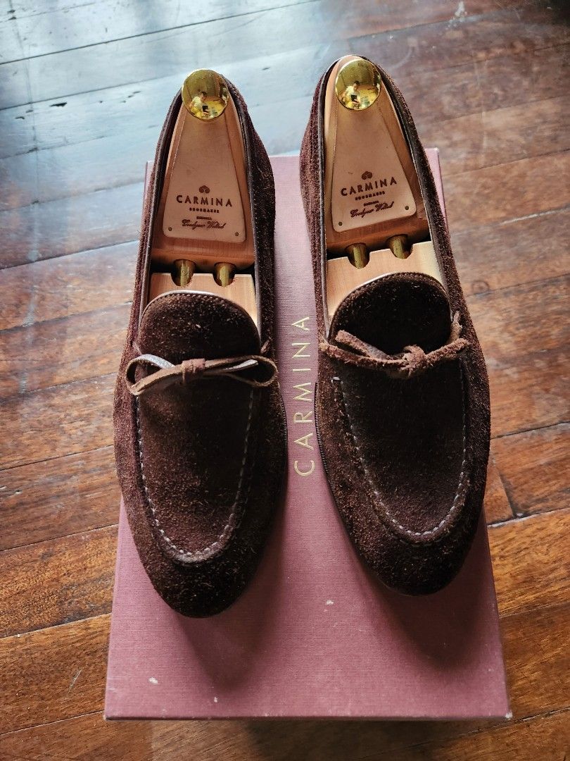 Seaboard frisør skridtlængde Carmina String Loafers Snuff Suede 80228 7.5 UK, Men's Fashion, Footwear,  Dress Shoes on Carousell