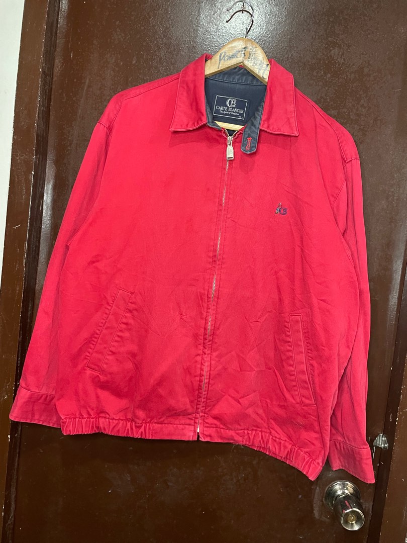 Carte Blanche Red Harrington jacket, Men's Fashion, Coats, Jackets and