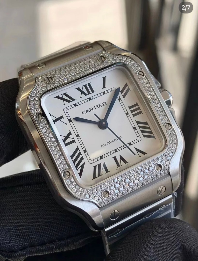 Cartier Santos Medium Model Diamonds W4SA0005, Luxury, Watches on Carousell