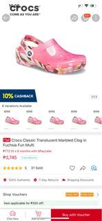 Crocs Classic Translucent Marbled Clog in Fuchsia Fun Multi