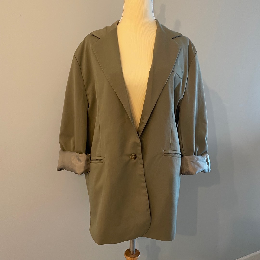 Dark Green Blazer, Women's Fashion, Coats, Jackets and Outerwear on