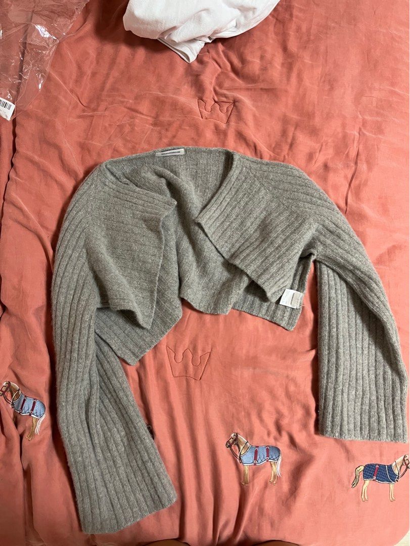 Grey fluffy bolero cardigan Women s Fashion Tops Longsleeves on
