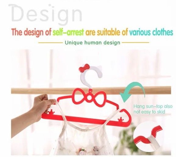 HELLO KITTY Kids Hanger Set / 29cm Clothes Hanger w/ Hook Ecofriendly Hanger 3D Space Saving