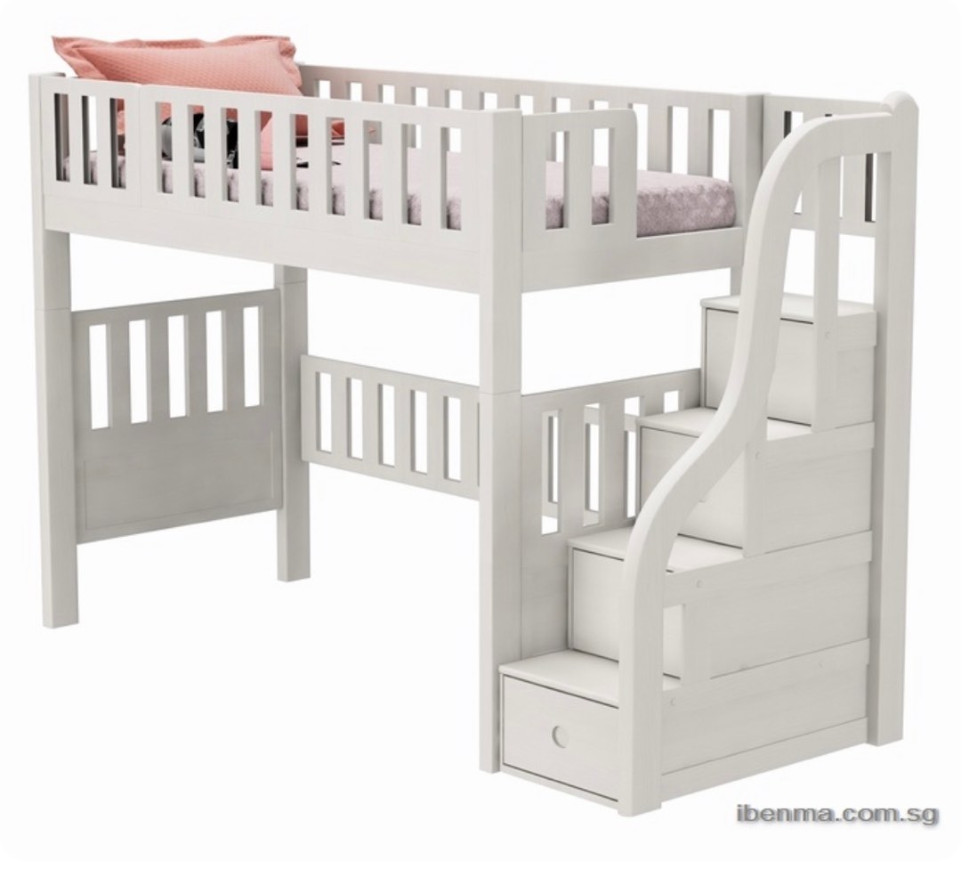 IBENMA Loft Bed (single size) solid pine wood, Furniture & Home Living