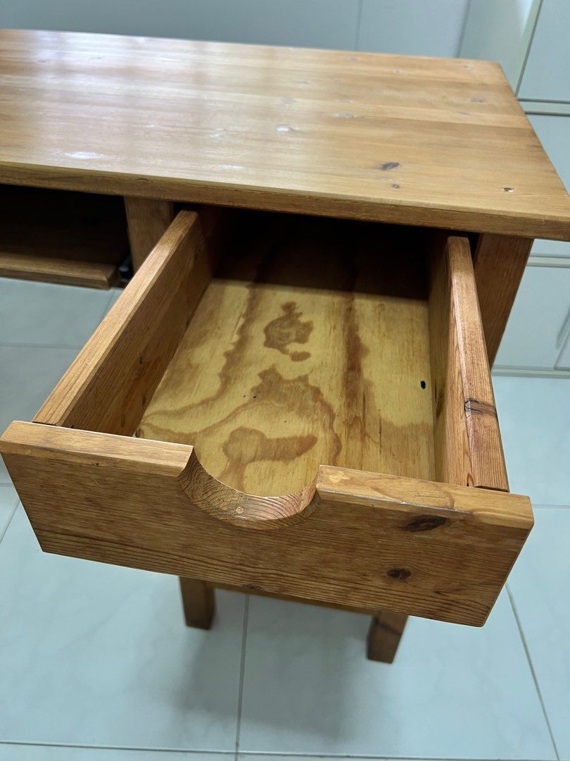 Ikea Pine wood study table negotiable, Furniture & Home Living