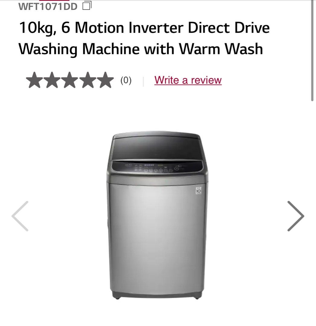 LG 10kg, Inverter Direct Drive Washing Machine WFT1071DD, TV & Home