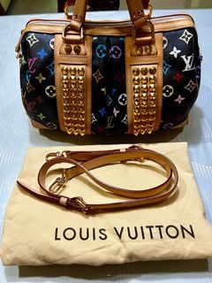 Louis Vuitton Courtney GM Large Top Zip Satchel Black Multi Color Studded