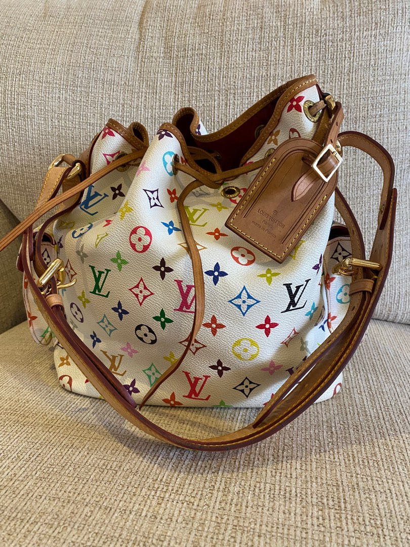 Pre-owned 2008 Louis Vuitton Petit Noé bucket bag White Monogram  Multicolore, Luxury, Bags & Wallets on Carousell