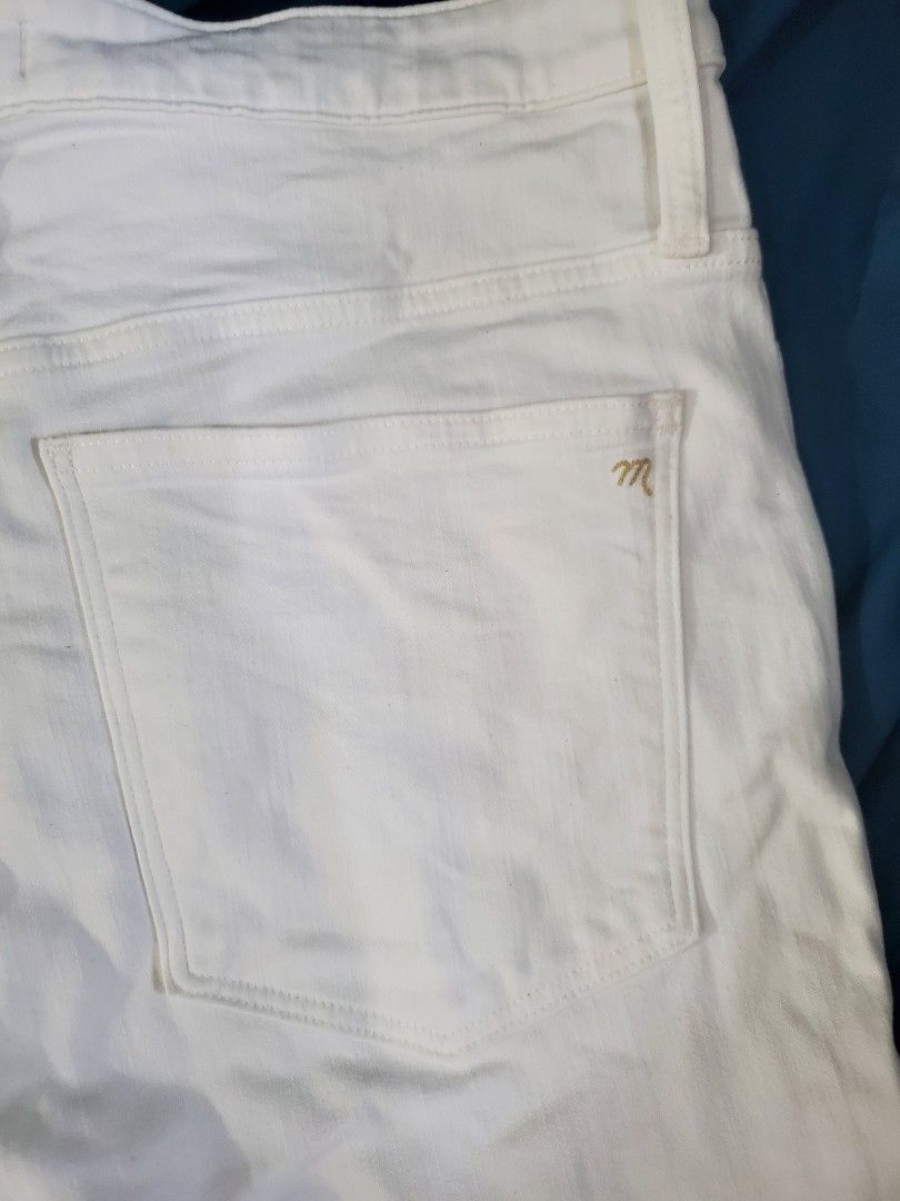 Madewell High-Rise Skinny Crop White Denim Jeans Sz32, Women's Fashion 