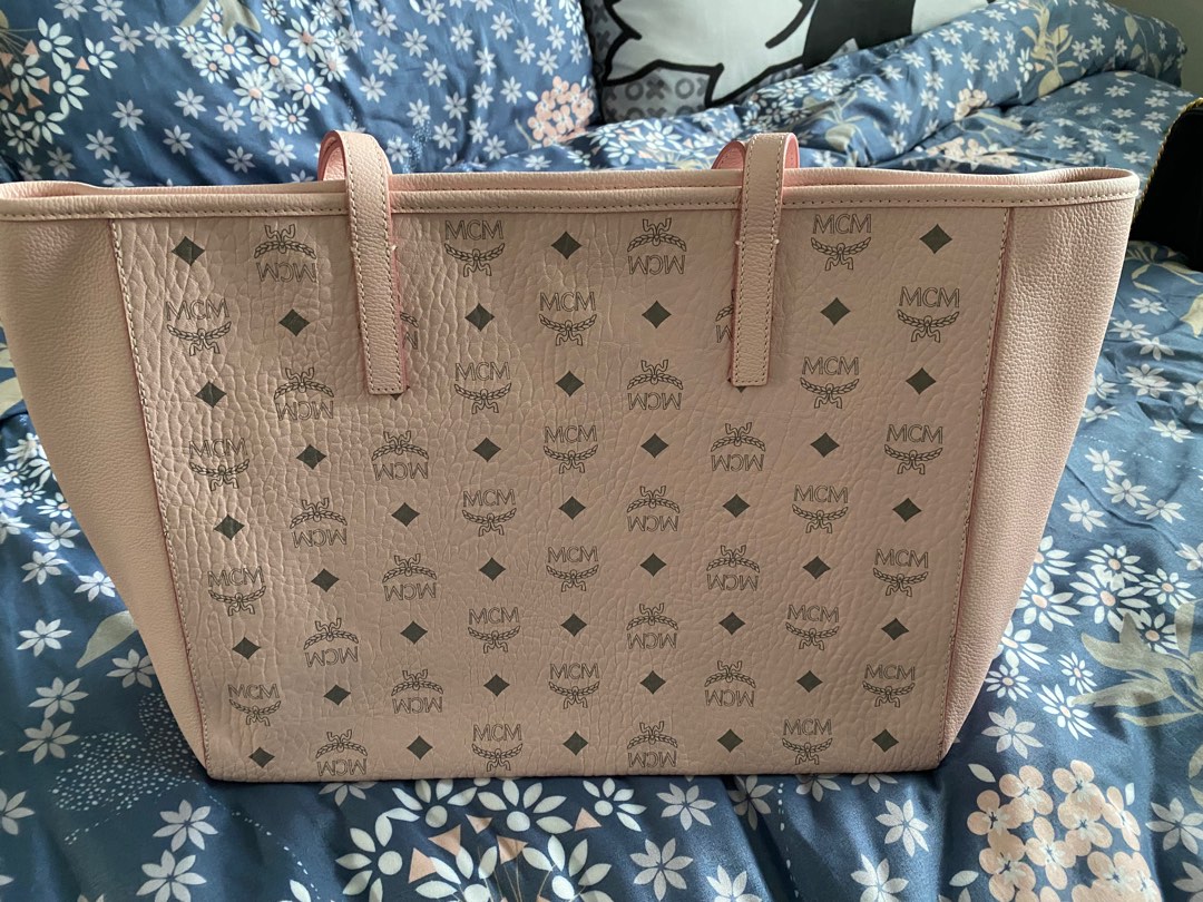 Mcm pink discount tote bag