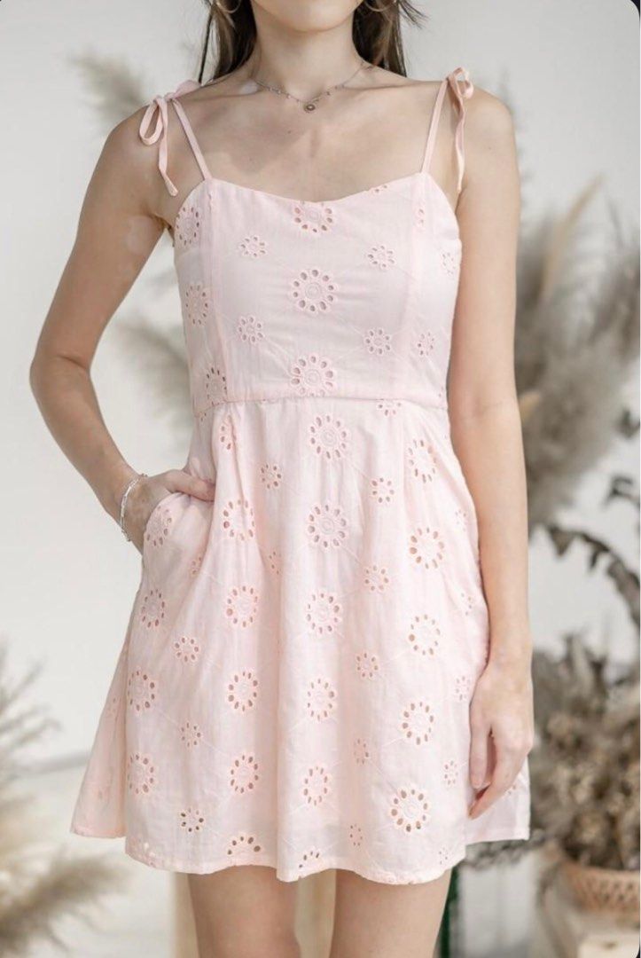 Mikayla milli eyelet dress pink, Women's Fashion, Dresses & Sets ...