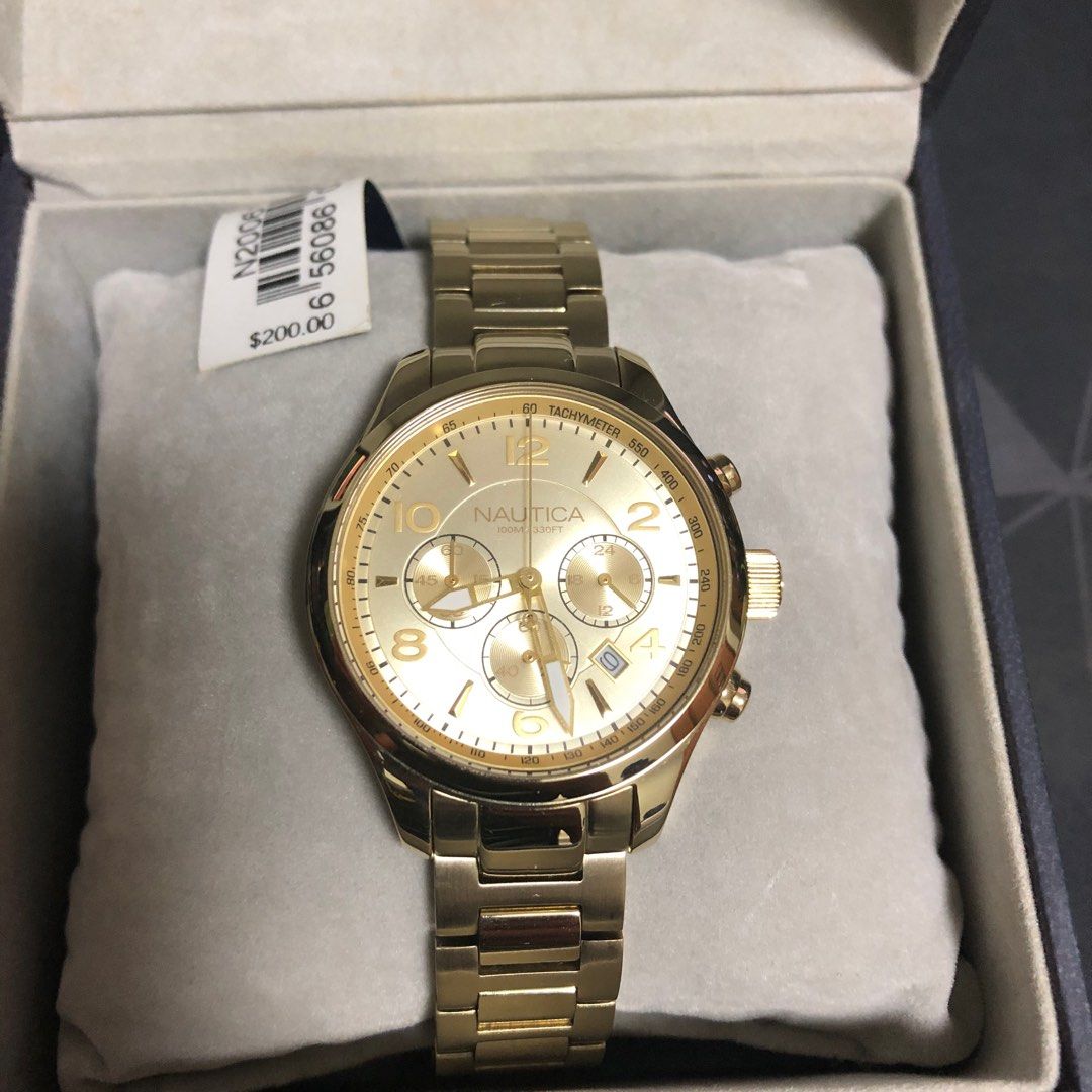 Gold hot sale nautica watch