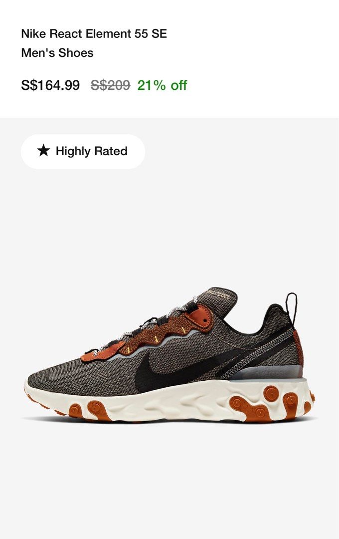 Nike React Element 55, Men's Fashion, Footwear, Sneakers on Carousell