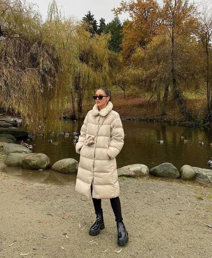 Nude long puffer coat sales