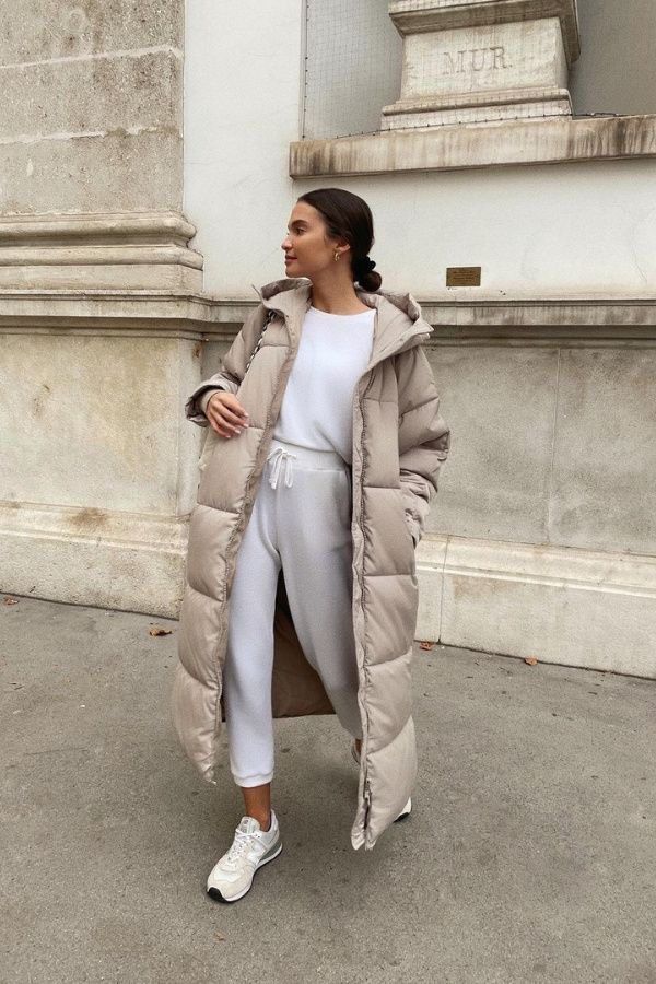 Nude long puffer coat best sale