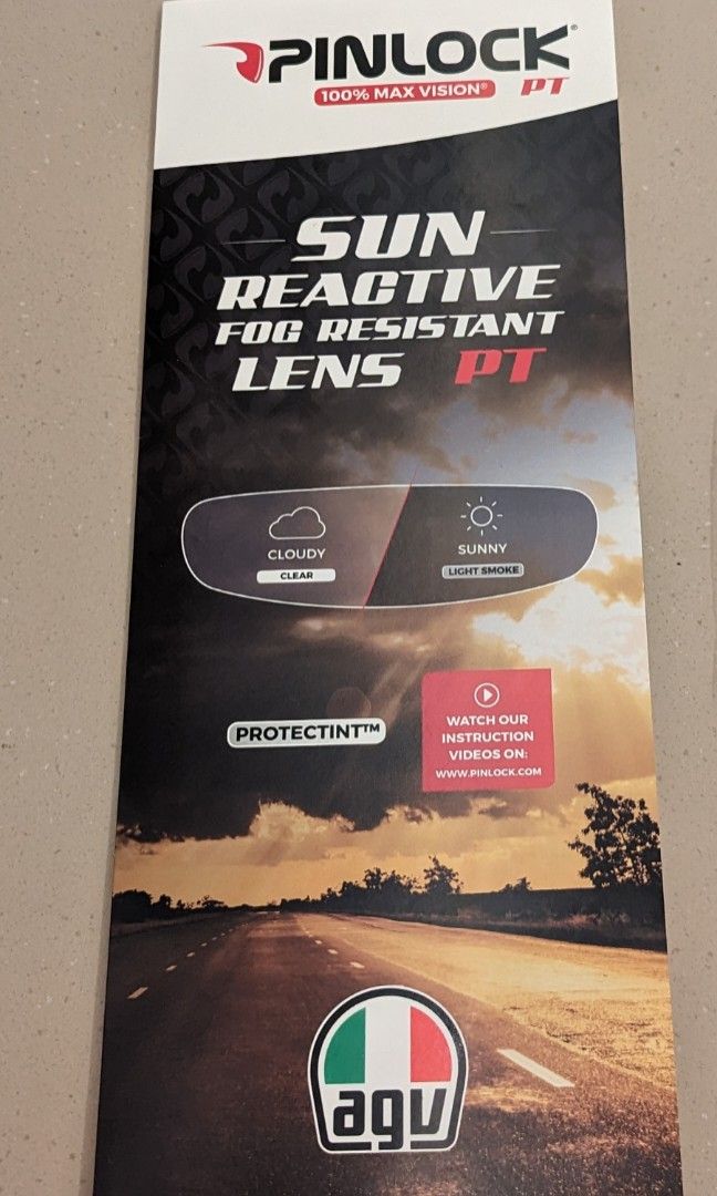 Pinlock Photochromatic Transitions ProtecTINT for AGV K6, Motorcycles