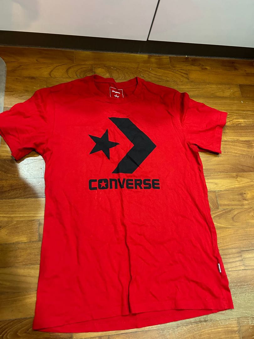 Red Converse Logo Shirt Men s Fashion Tops Sets Tshirts