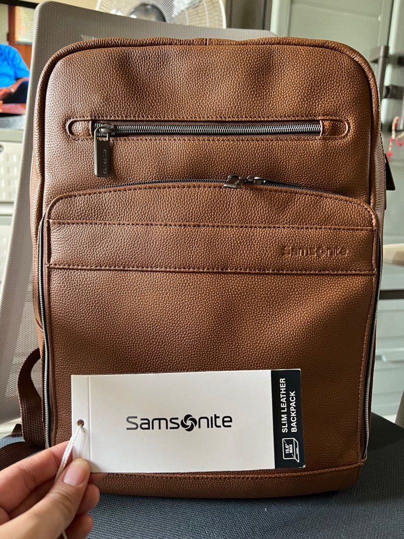 Samsonite slim leather on sale backpack