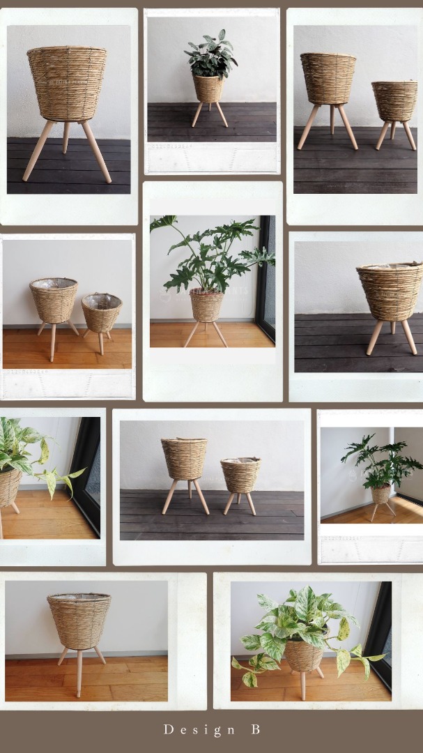 Seagrass Basket Plant Stand with Removable Legs 'B', Furniture & Home