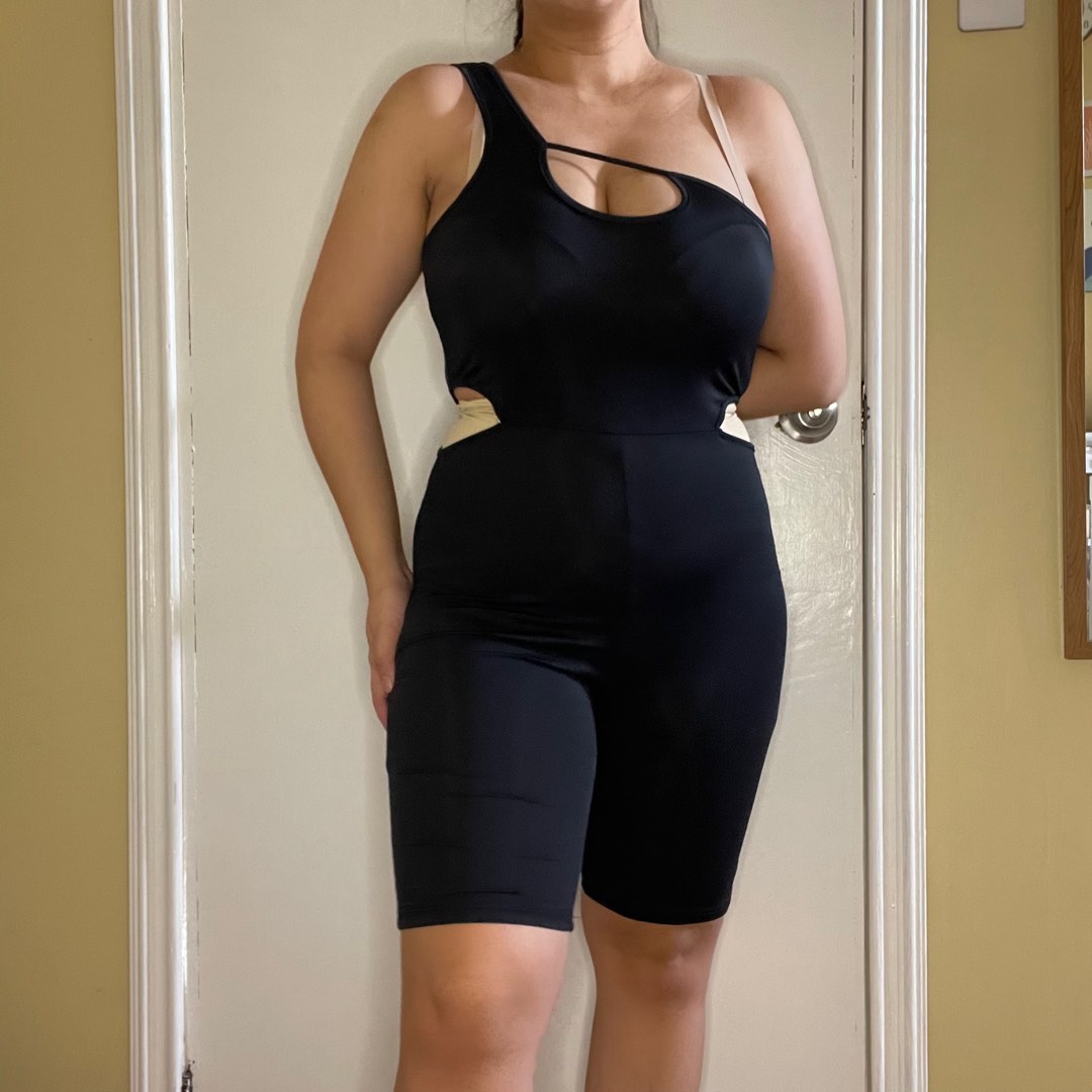 Shein Black Cutout Unitard, Women's Fashion, Dresses & Sets, Rompers on