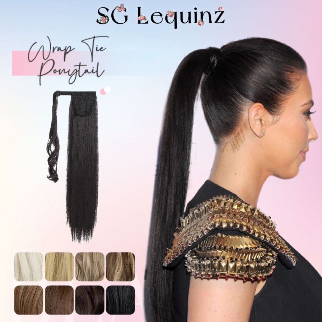 Ready to Party Sales ! Silky Straight Wrap Ponytail Hair Extensions 60cm,  Women's Fashion, Watches & Accessories, Hair Accessories on Carousell