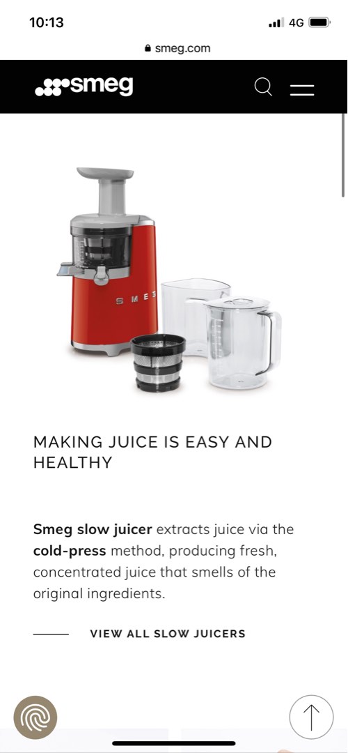 SMEG cold press slow juicer, TV & Home Appliances, Kitchen Appliances, Juicers, Blenders