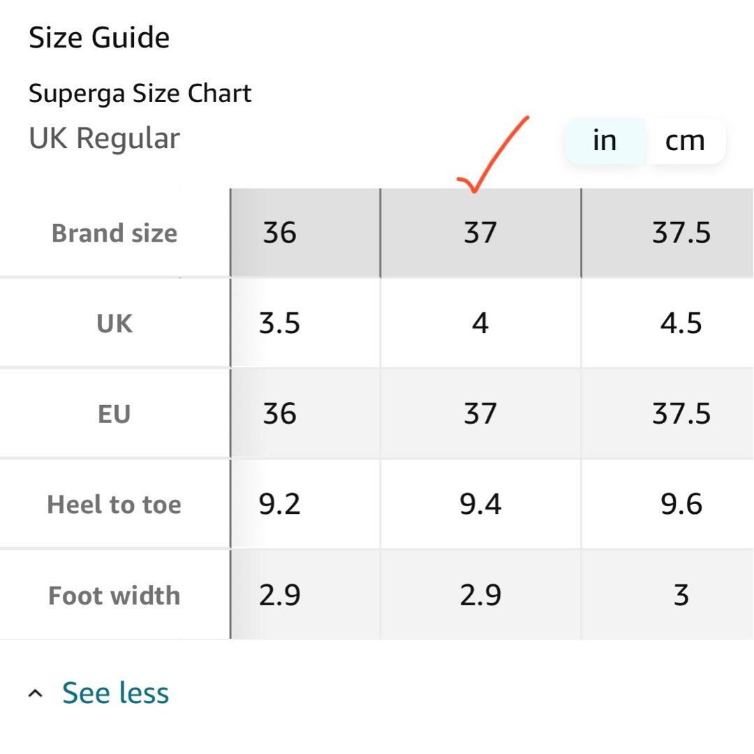 Superga best sale size conversion