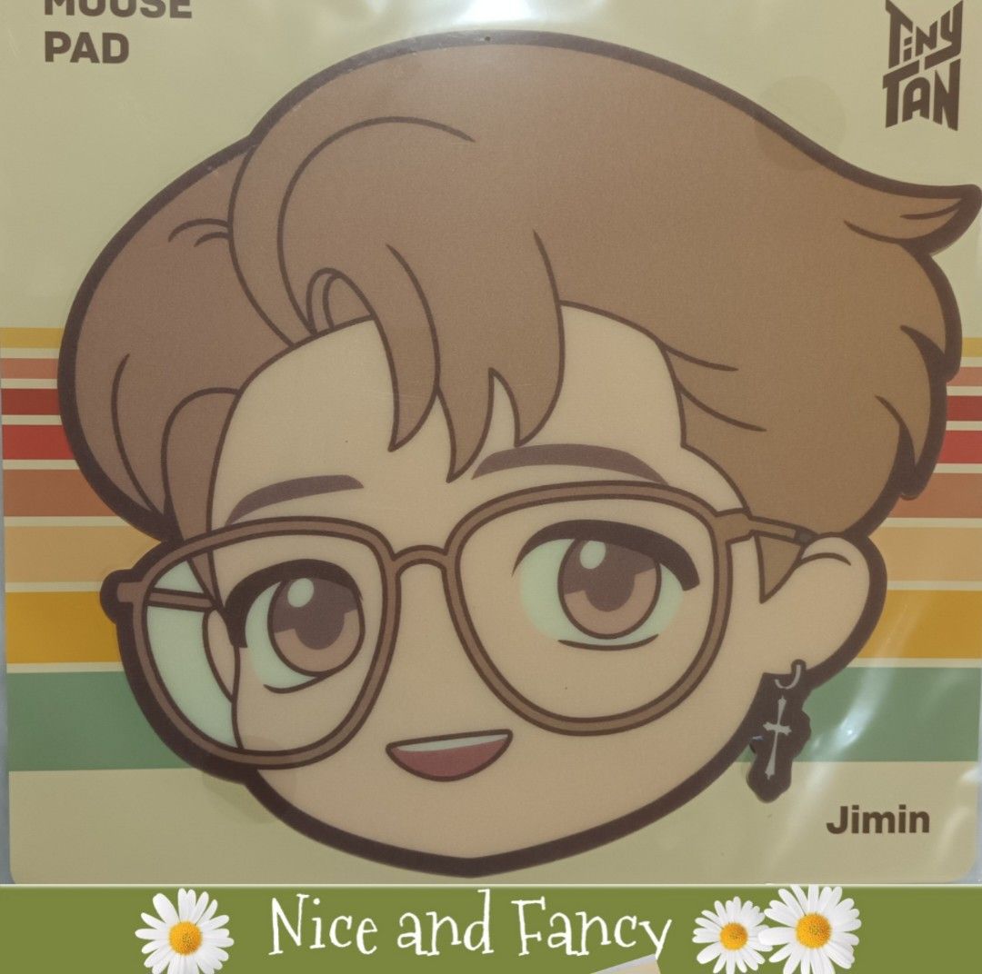 Tiny Tan Jimin Dynamite Mouse Pad (Category: Mouse & Mousepads) located in Quezon City. Submitted by niceandfancy (Listing ID 1144204975, Image 1). Description: *A mouse pad with TinyTAN faces. It can double as a cute decorative item on your desk. *100% Authentic BTS Product *Material: PVC, Polyurethane *Size: 20 x 22cm.