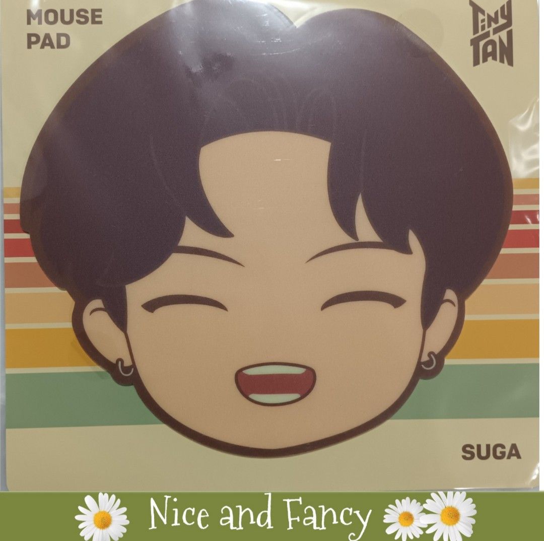 Tiny Tan Suga Dynamite Mouse Pad (Category: Mouse & Mousepads) located in Quezon City. Submitted by niceandfancy (Listing ID 1144207879, Image 1). Description: *A mouse pad with TinyTAN faces. It can double as a cute decorative item on your desk. *100% Authentic BTS Product *Material: PVC, Polyurethane *Size: 20 x 22cm.