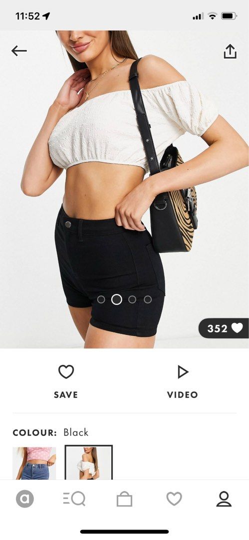 Topshop joni denim shorts in black